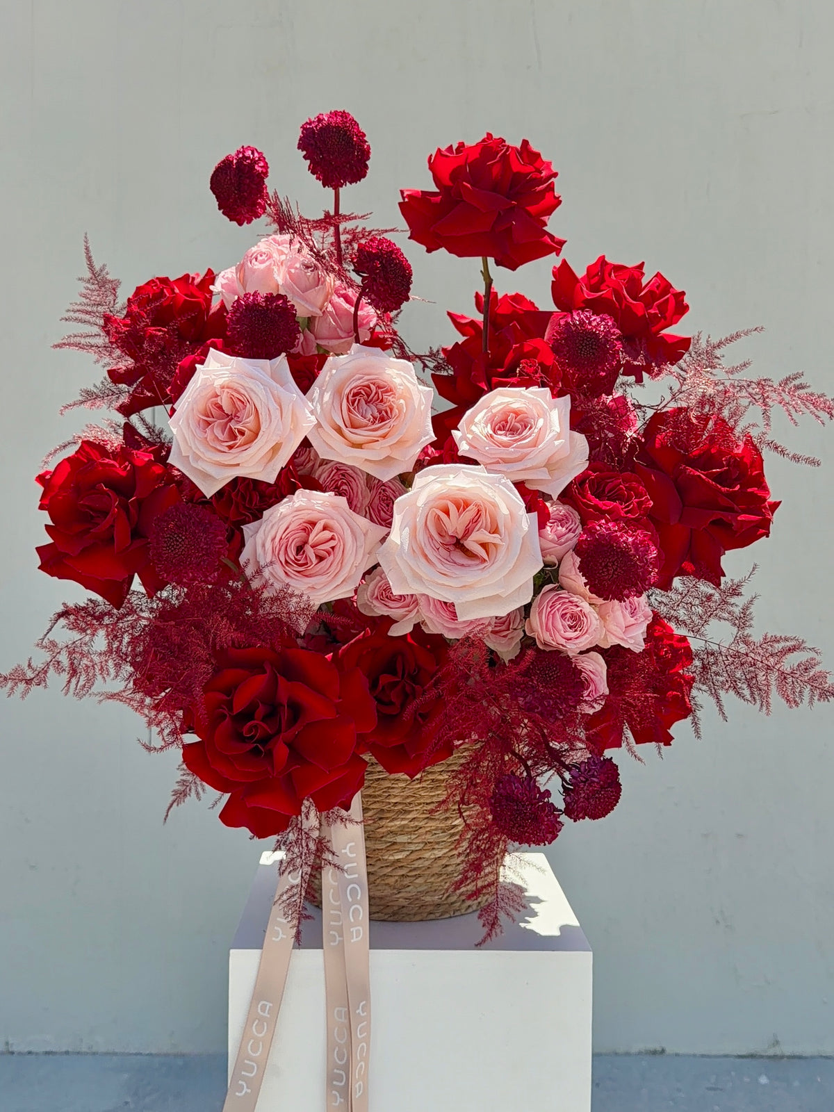 Velvet Rouge Love - Luxury French & Spray Roses, Scabiosa, Hydrangeas