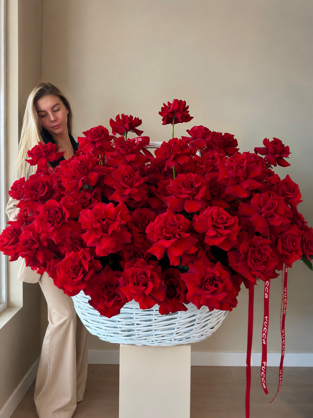 Basket of French Roses - Wow Arrangement
