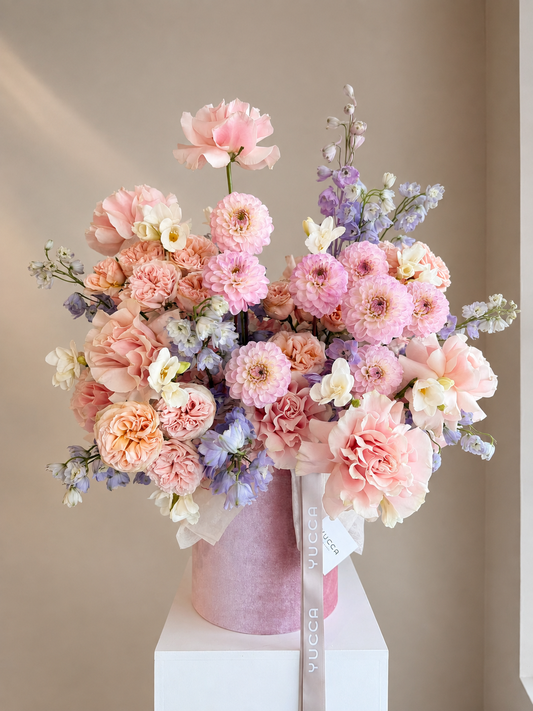 The Devotion - Dahlias, Delphiniums, French Roses
