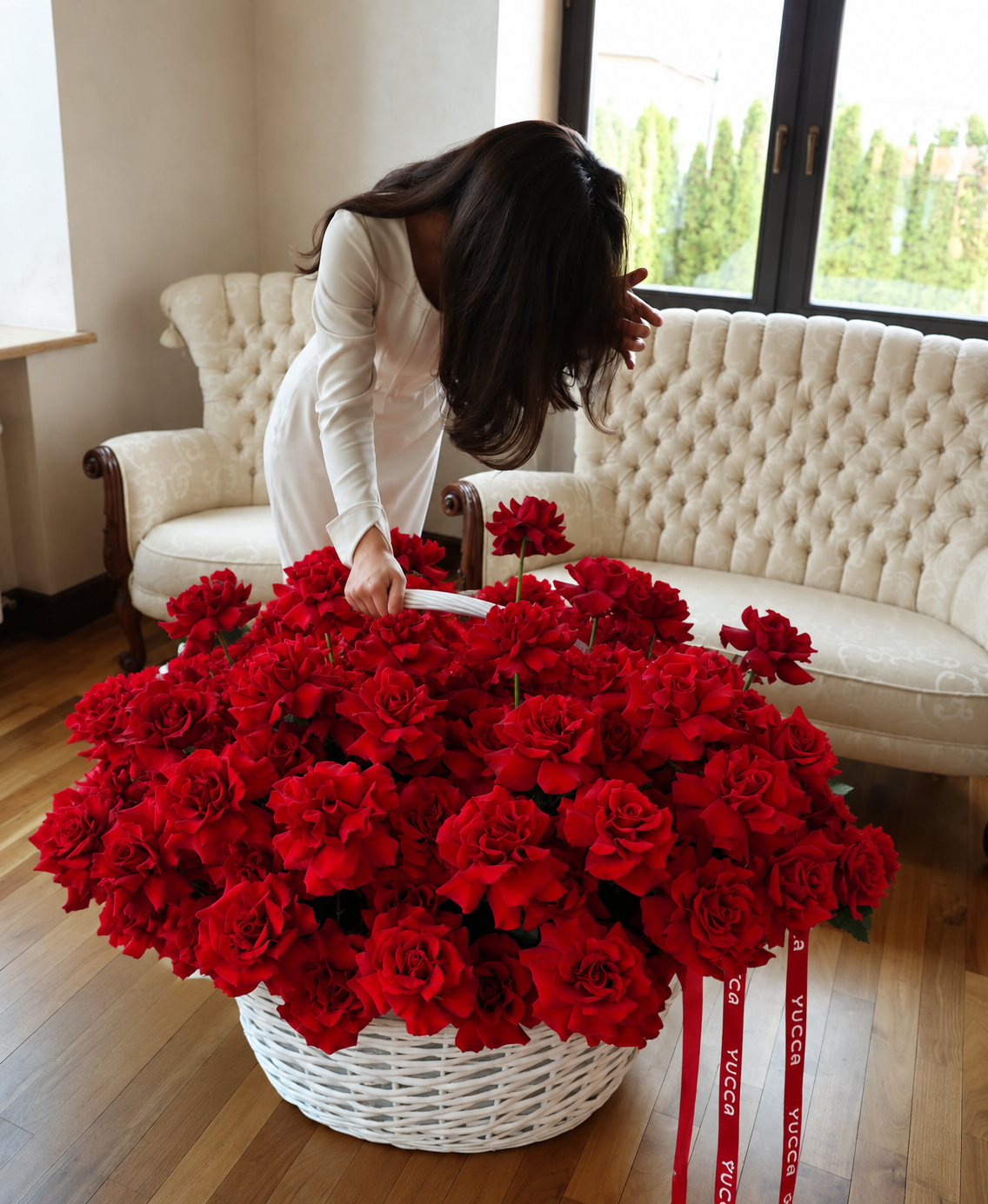 Basket of French Roses - Wow Arrangement
