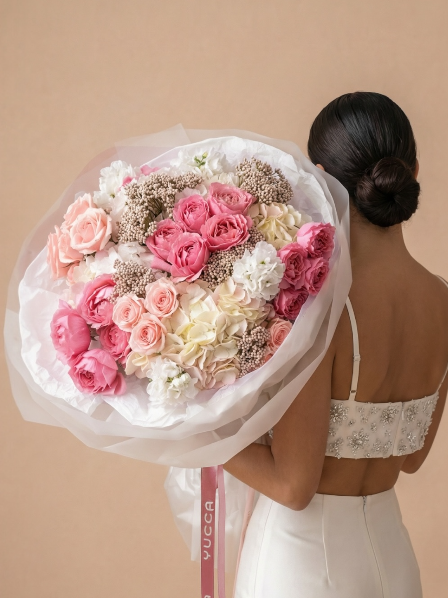 The Princess Crown - luxury garden roses, hydrangeas, rice flowers