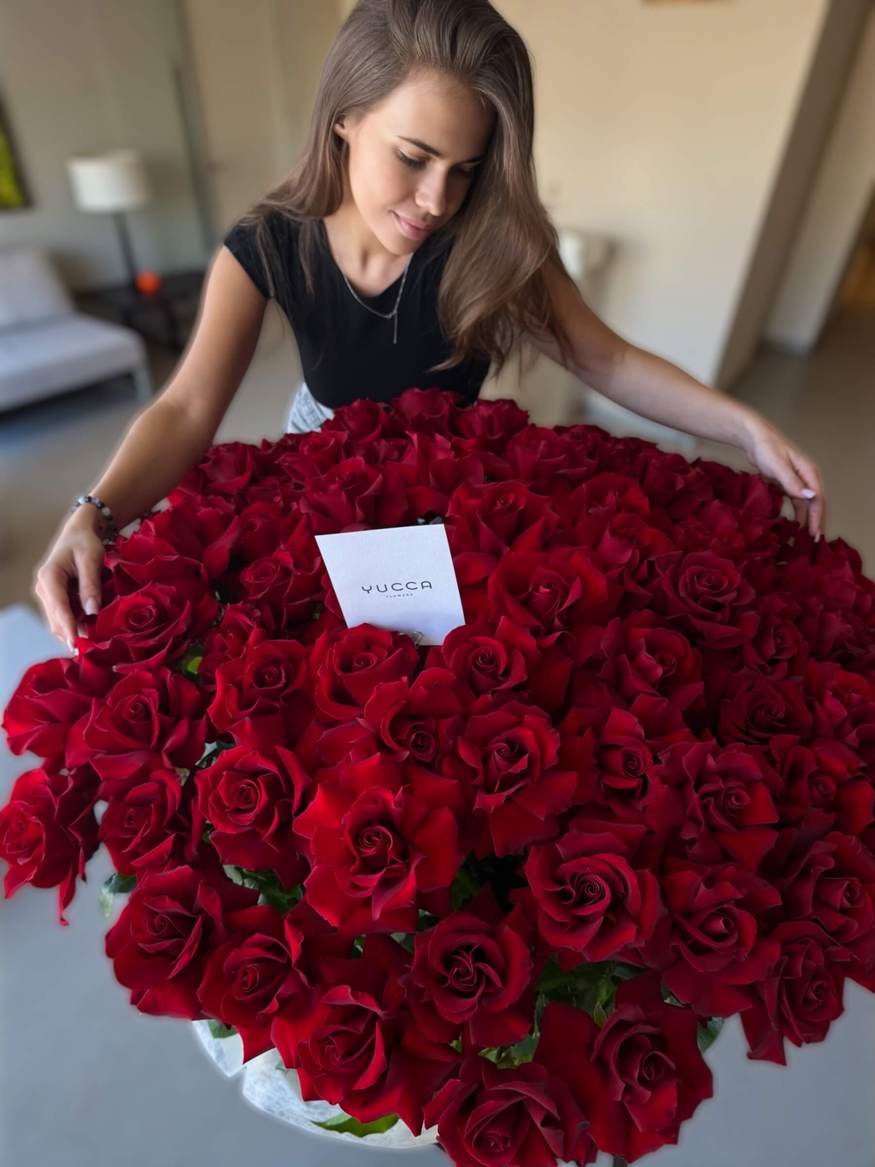 French Red Roses in a Basket - Wow Arrangement
