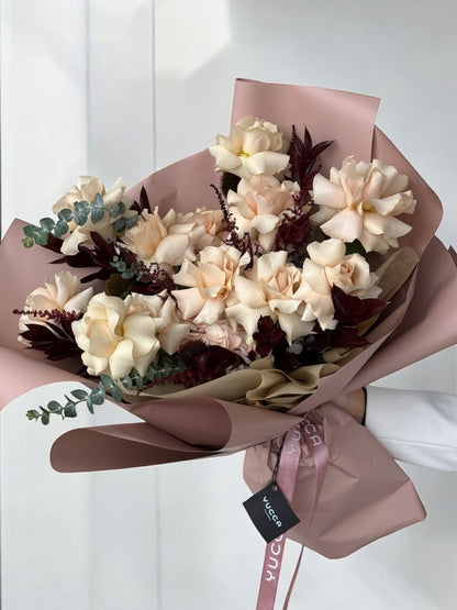 Champagne Dreams - French Quicksand Roses, Hydrangeas, Ruscus and Astilba