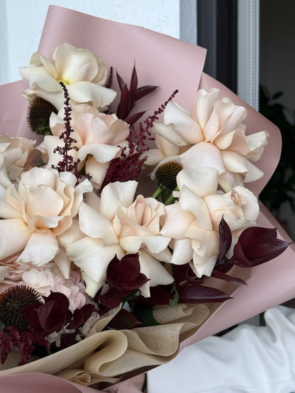 Champagne Dreams - French Quicksand Roses, Hydrangeas, Ruscus and Astilba