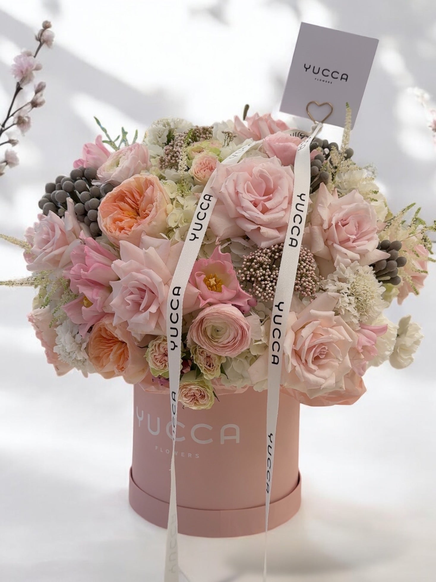 Forever Loved - Juliet Roses, Roses Playa Blanca, Ranunculuses, Hydrangea, Tulips, Brunia